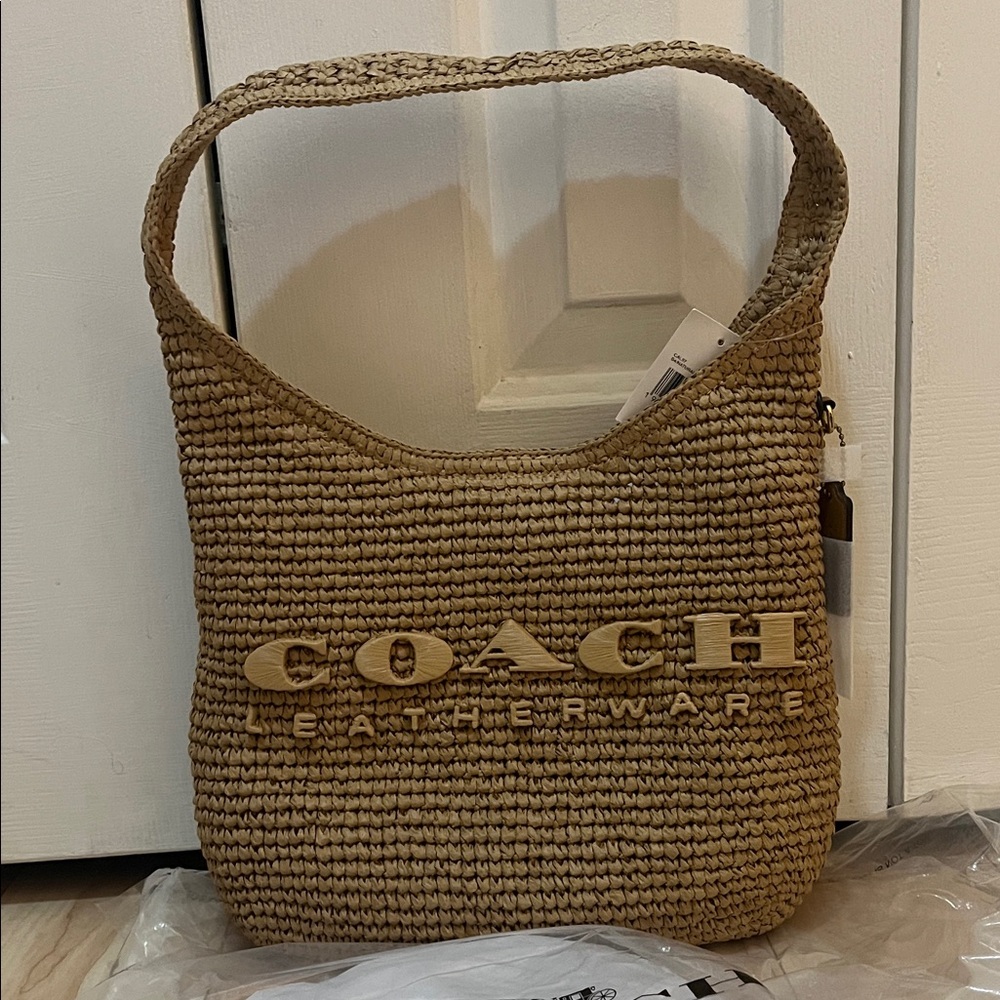 Coach Brooklyn 28 Straw Shoulder Bag NWT